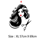 Beauty Salon Wall Sticker Beautiful Lady Hairdresser For Lady's Red Lips Vinyl Makeup Sticker Hair Hairdo Barbers Decal